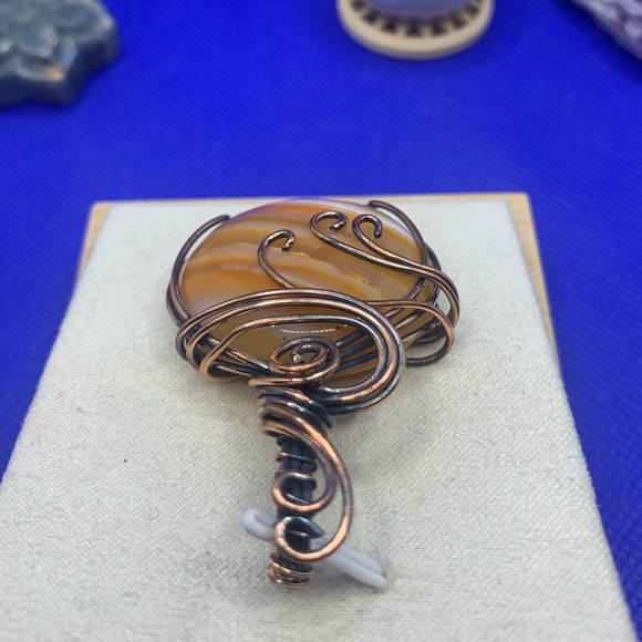 Beautiful Banded Agate Copoer Wire Wrapped Pendant with Your Choice of Chains! - Picture 5 of 9